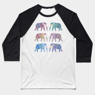 Colorful Elephants Art Print Baseball T-Shirt